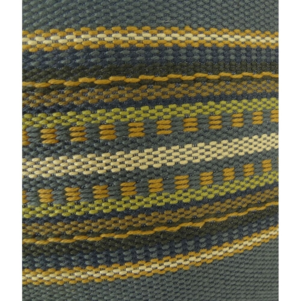 Plutus South Shore Dark Blue Olive Green and Cream Handmade Decorative Throw Pillow