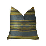 Plutus South Shore Dark Blue Olive Green and Cream Handmade Decorative Throw Pillow