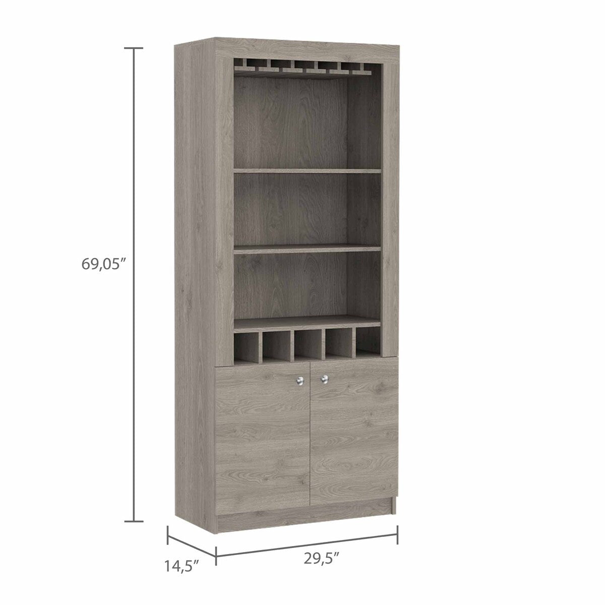 Plympton 3-Shelf Rectangle 5-Bottle Bar Cabinet