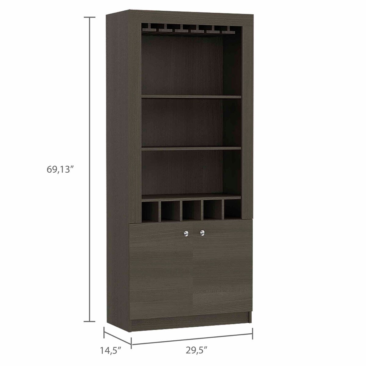 Plympton 3-Shelf Rectangle 5-Bottle Bar Cabinet