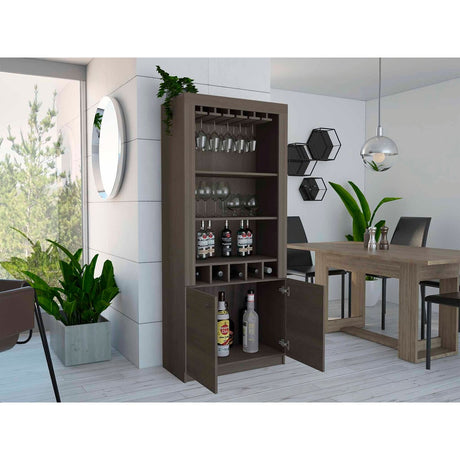Plympton 3-Shelf Rectangle 5-Bottle Bar Cabinet