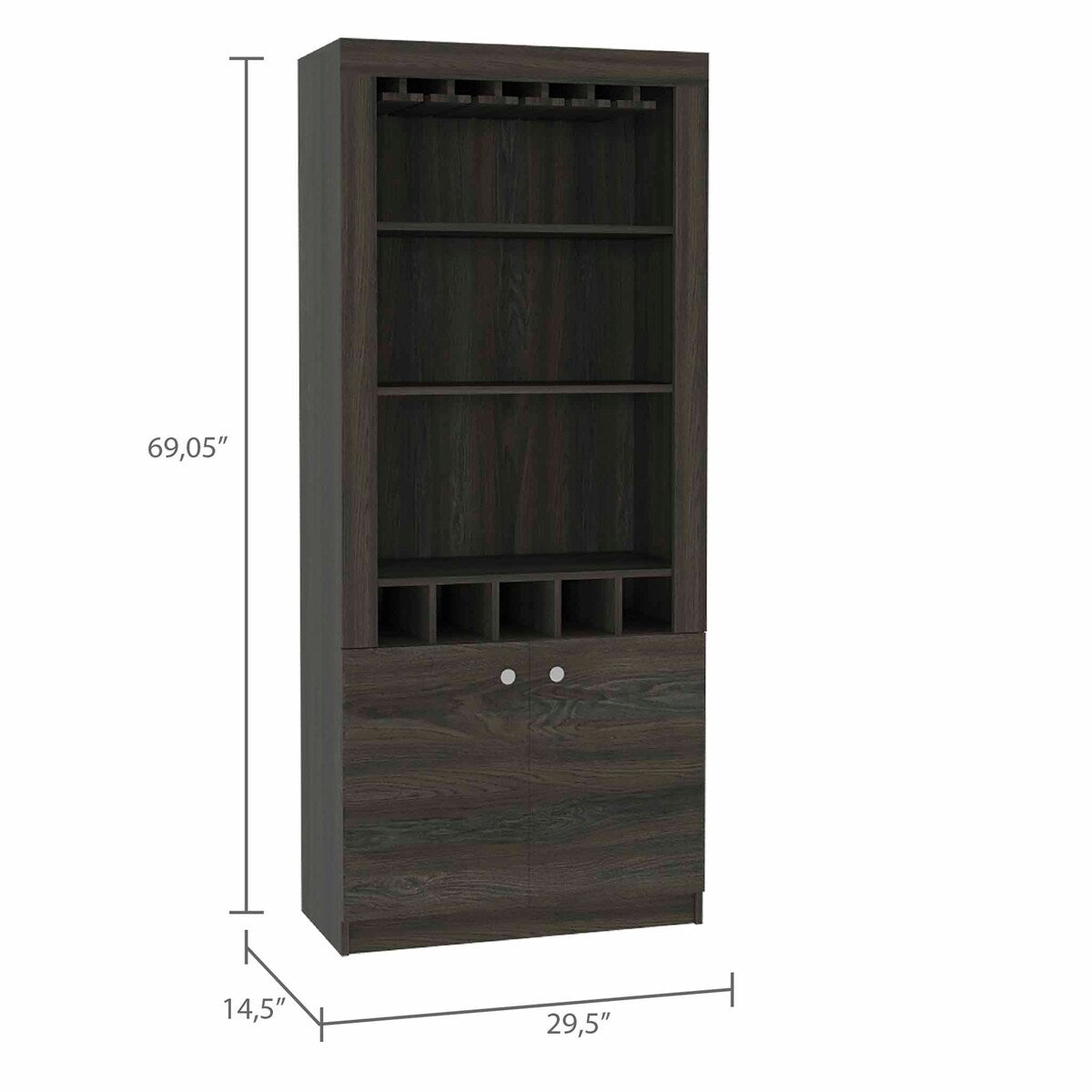 Plympton 3-Shelf Rectangle 5-Bottle Bar Cabinet