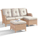 Pocassy 3-Piece Outdoor Wicker Sofa Set with Ottoman