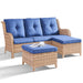 Pocassy 3-Piece Outdoor Wicker Sofa Set with Ottoman
