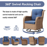 Pocassy 5-Piece Outdoor Furniture Set, Swivel chairs with Ottomans