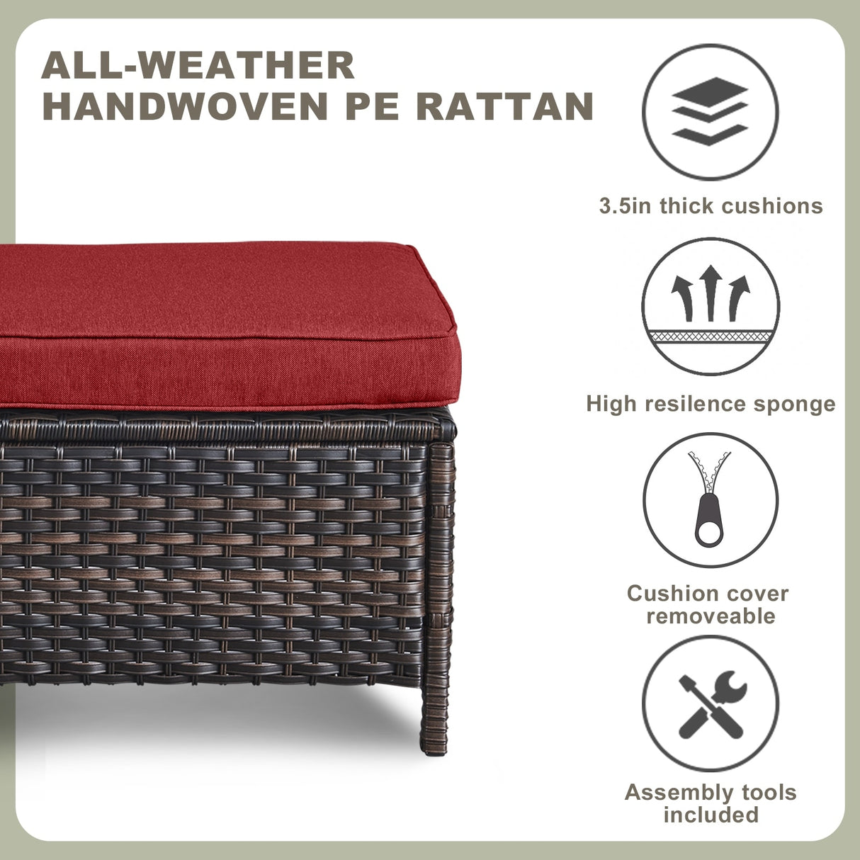 Pocassy 5-Piece Outdoor Furniture Set, Swivel chairs with Ottomans