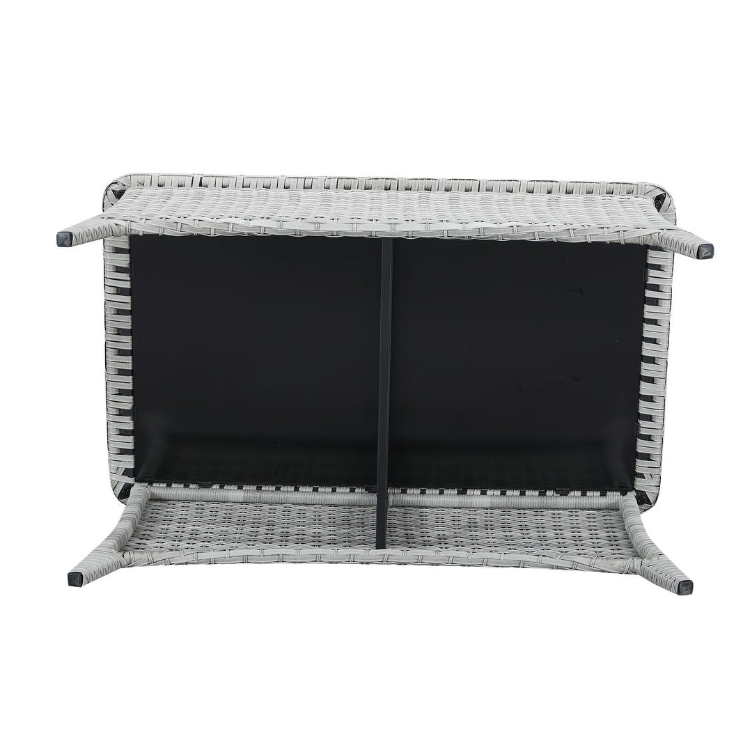 Pocassy Outdoor Patio Wicker Coffee Table-Rectangle - 46.5X28.5X21