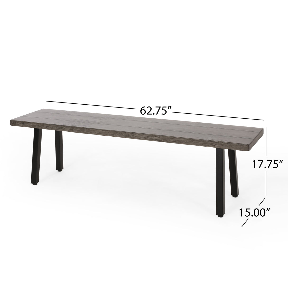 Pointe Outdoor Industrial Aluminum Dining Bench by Christopher Knight Home