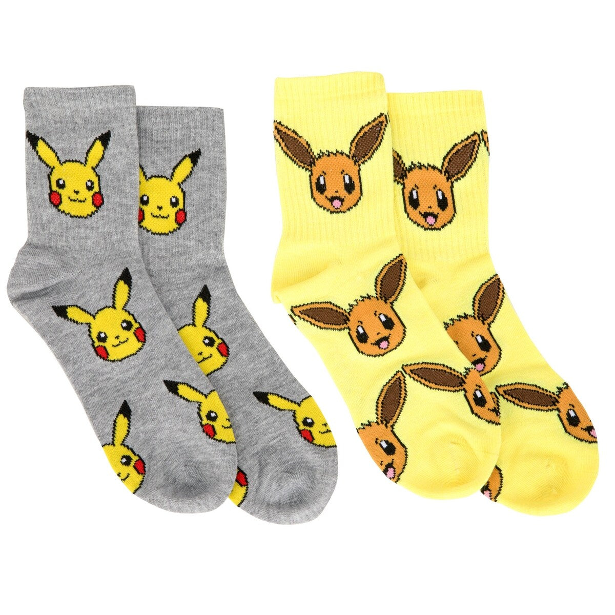 Pokemon Pikachu And Eevee Womens Crew Socks 2Pack