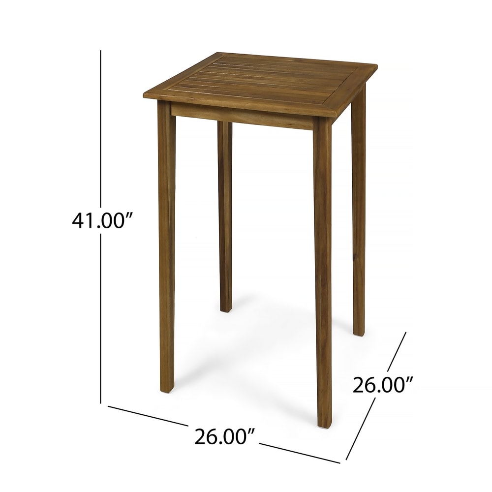 Polaris Outdoor 26" Square 3 Piece Wood and Wicker Bar Height Set by Christopher Knight Home