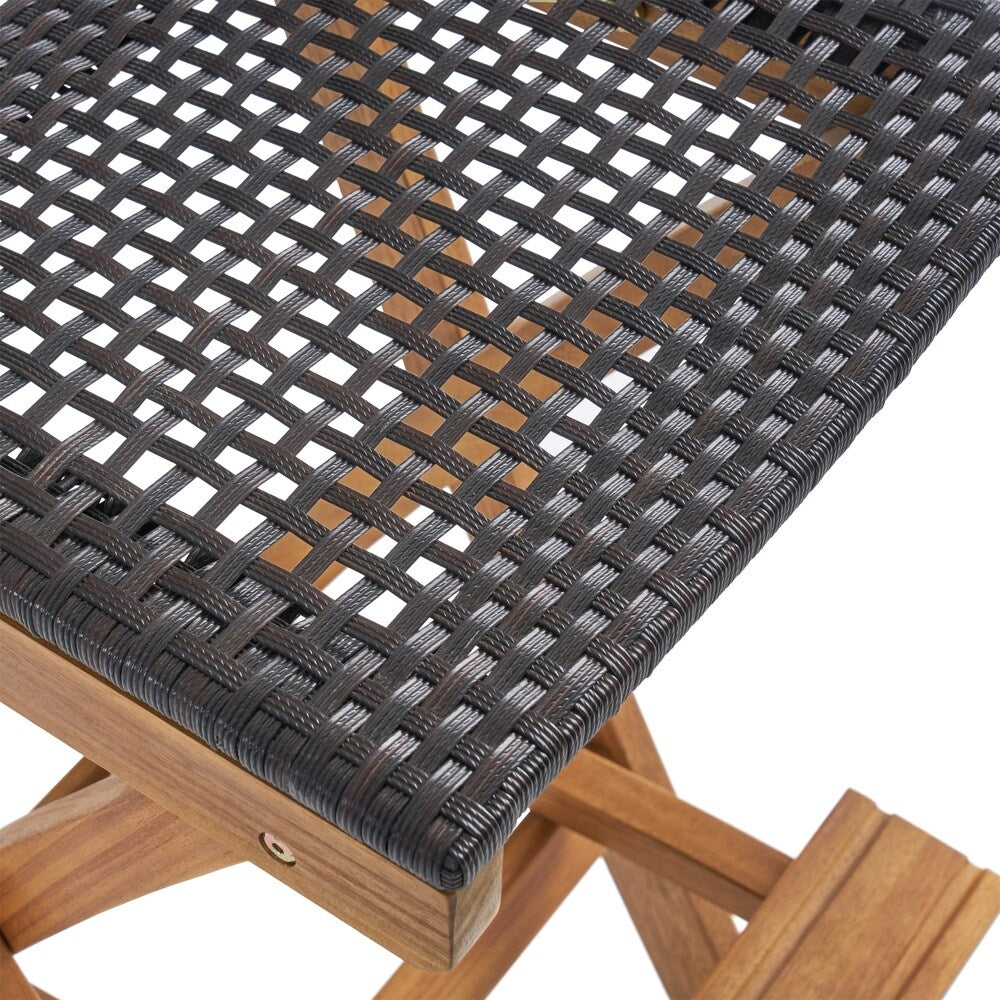 Polaris Outdoor 26" Square 3 Piece Wood and Wicker Bar Height Set by Christopher Knight Home