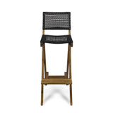 Polaris Outdoor 26" Square 3 Piece Wood and Wicker Bar Height Set by Christopher Knight Home