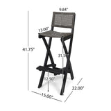 Polaris Outdoor 26" Square 3 Piece Wood and Wicker Bar Height Set by Christopher Knight Home