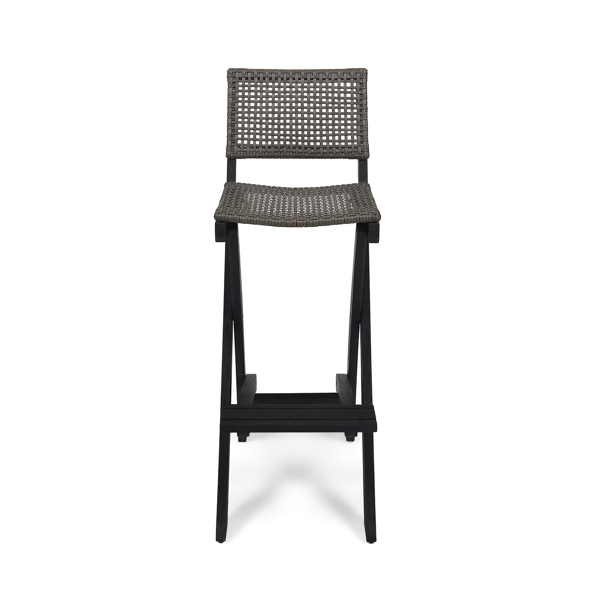 Polaris Outdoor 26" Square 3 Piece Wood and Wicker Bar Height Set by Christopher Knight Home