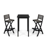 Polaris Outdoor 26" Square 3 Piece Wood and Wicker Bar Height Set by Christopher Knight Home