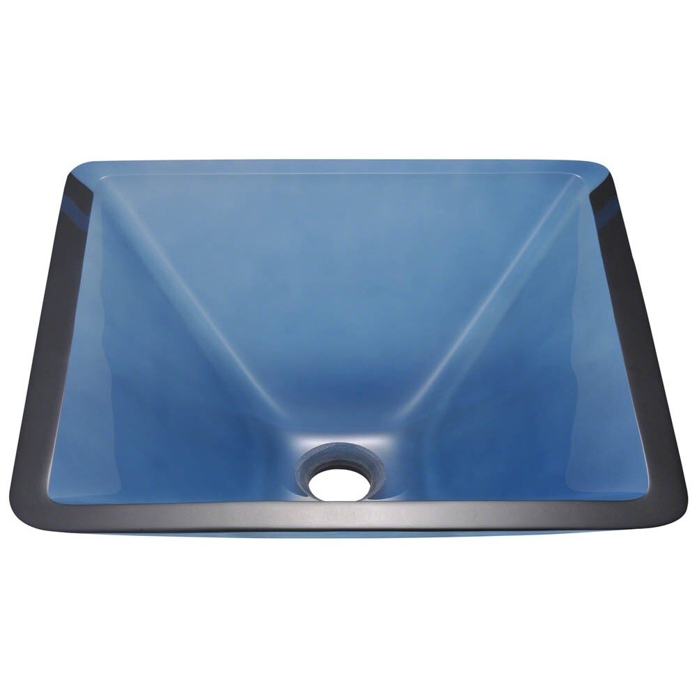 Polaris Sinks Chrome Aqua Square Vessel Sink and Waterfall Faucet