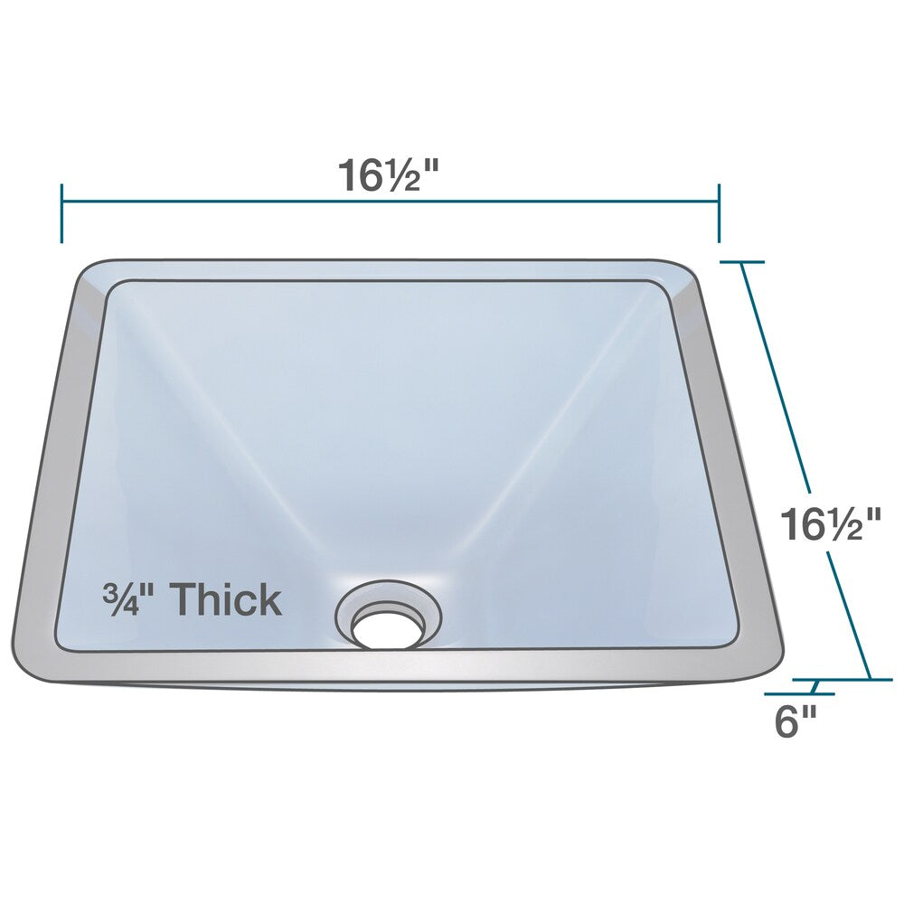 Polaris Sinks Chrome Aqua Square Vessel Sink and Waterfall Faucet