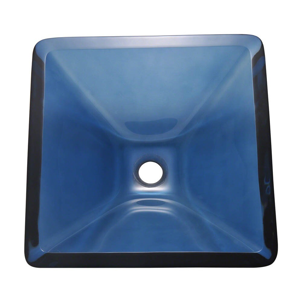 Polaris Sinks Chrome Aqua Square Vessel Sink and Waterfall Faucet