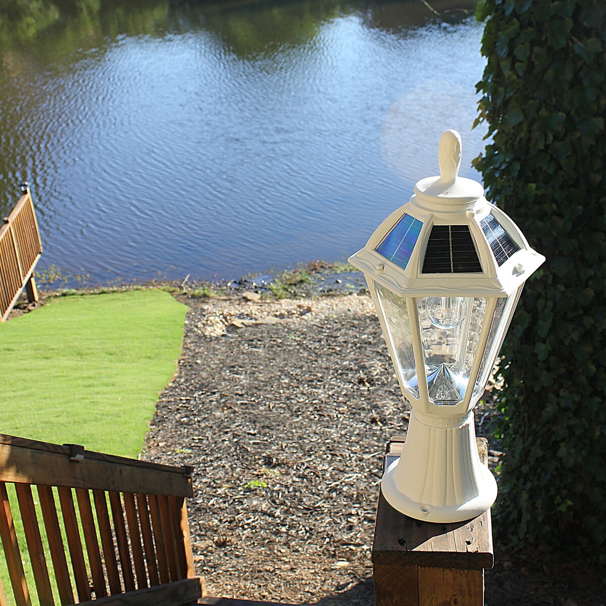 Polaris Bulb Black Solar 3' Fitter Post Light with Pier or Wall Sconce