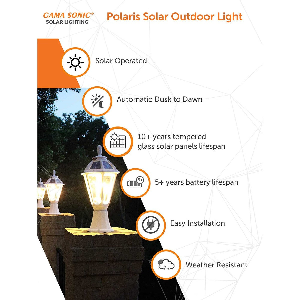 Polaris Bulb Black Solar 3' Fitter Post Light with Pier or Wall Sconce