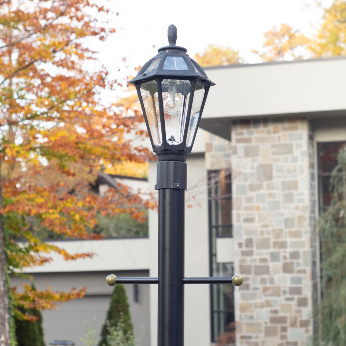 Polaris Bulb Black Solar 3' Fitter Post Light with Pier or Wall Sconce
