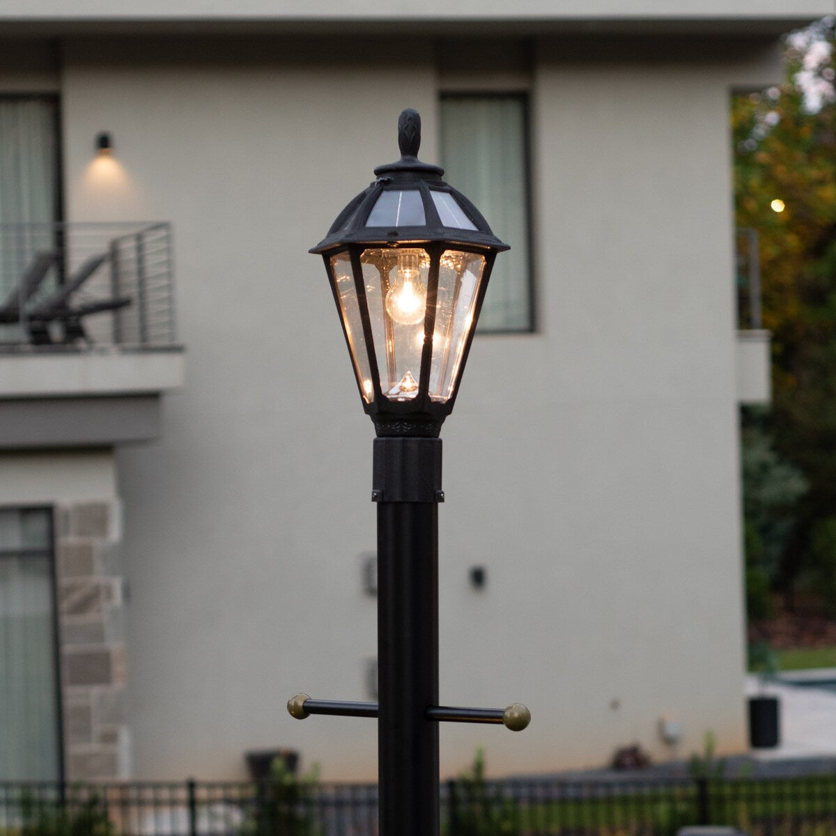Polaris Bulb Black Solar 3' Fitter Post Light with Pier or Wall Sconce