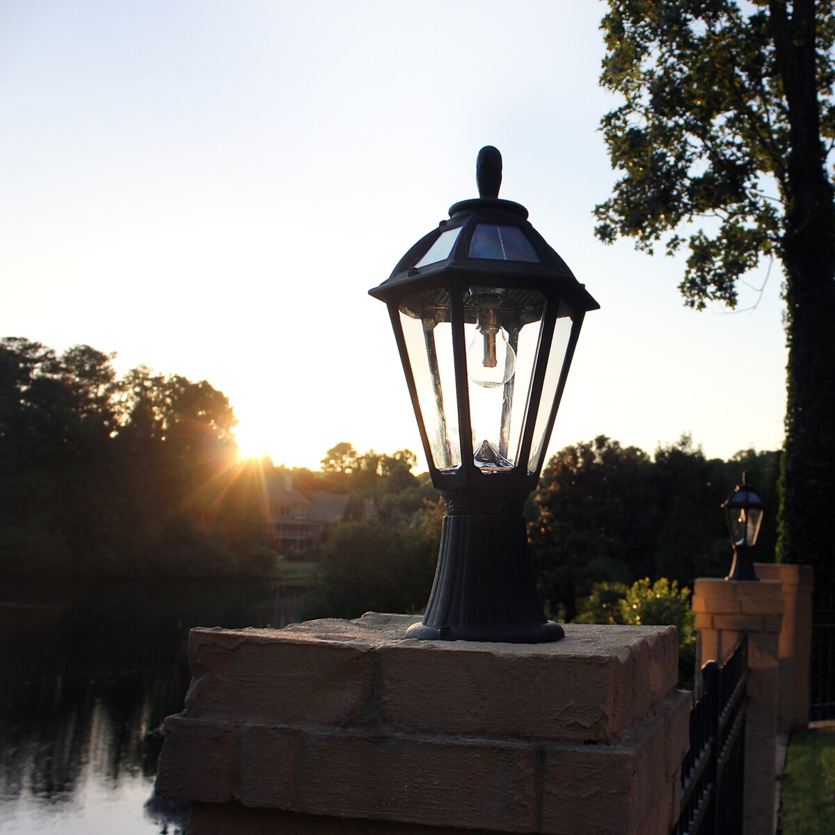 Polaris Bulb Black Solar 3' Fitter Post Light with Pier or Wall Sconce