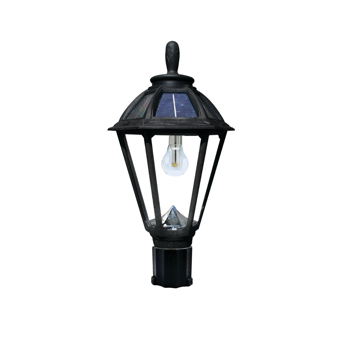 Polaris Bulb Black Solar 3' Fitter Post Light with Pier or Wall Sconce
