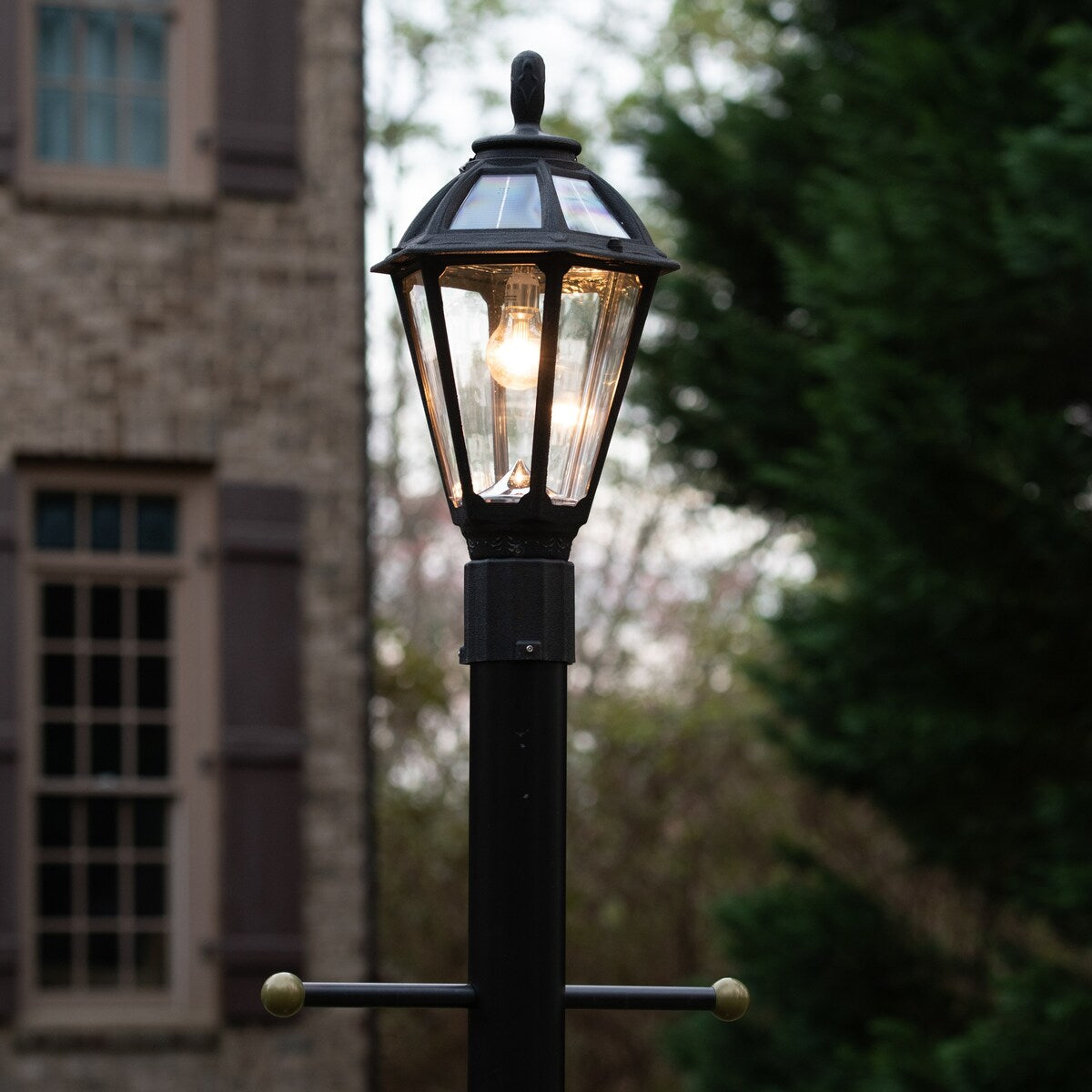Polaris Bulb Black Solar 3' Fitter Post Light with Pier or Wall Sconce