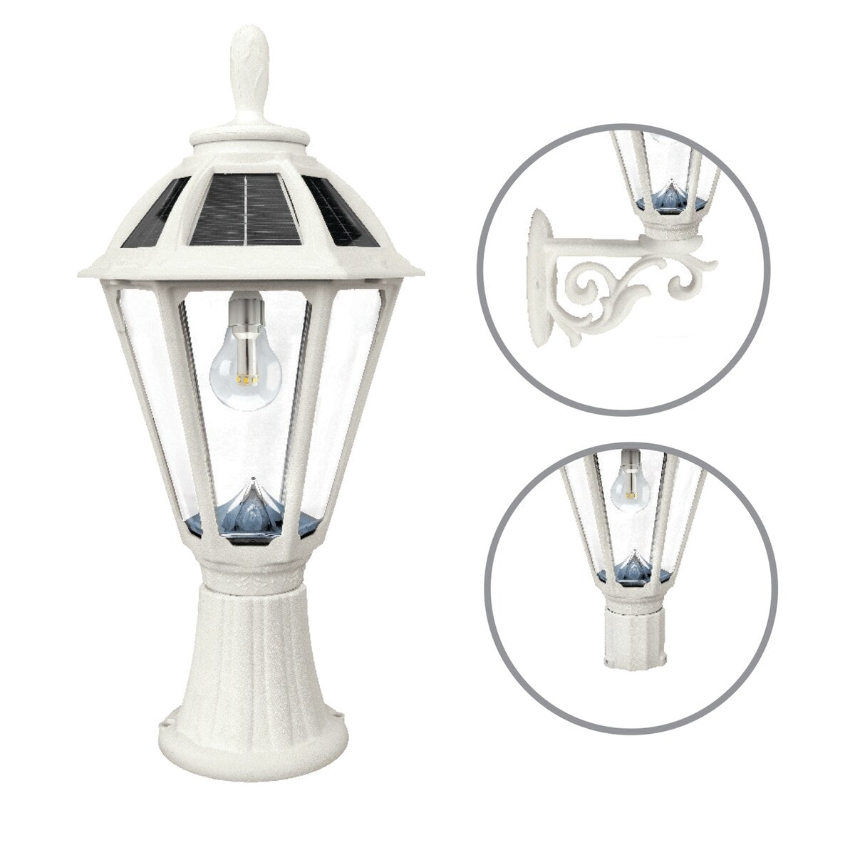Polaris Bulb Black Solar 3' Fitter Post Light with Pier or Wall Sconce