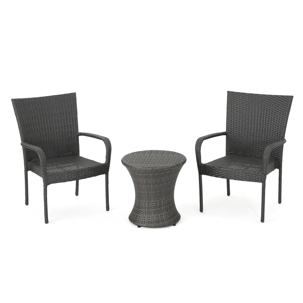 Christopher Knight Home Polk Outdoor 3-Piece Round Wicker Bistro Set