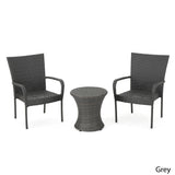 Christopher Knight Home Polk Outdoor 3-Piece Round Wicker Bistro Set