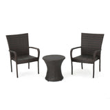 Christopher Knight Home Polk Outdoor 3-Piece Round Wicker Bistro Set