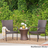 Christopher Knight Home Polk Outdoor 3-Piece Round Wicker Bistro Set