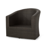Pollock Outdoor 4 Piece Wicker Swivel Chair Set with Fire Pit by Christopher Knight Home