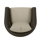 Pollock Outdoor 4 Piece Wicker Swivel Chair Set with Fire Pit by Christopher Knight Home
