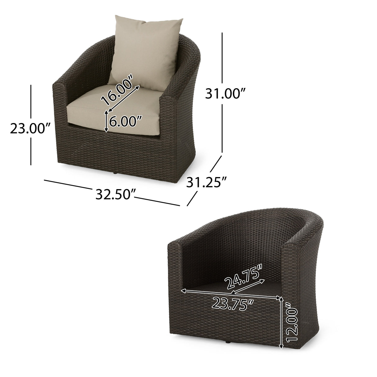 Pollock Outdoor 4 Piece Wicker Swivel Chair Set with Fire Pit by Christopher Knight Home