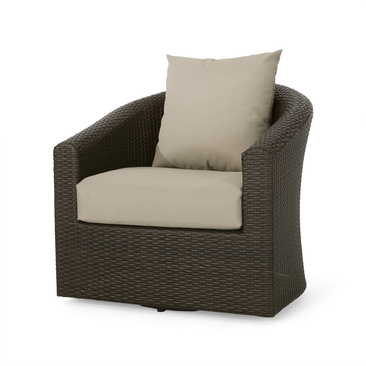 Pollock Outdoor 4 Piece Wicker Swivel Chair Set with Fire Pit by Christopher Knight Home