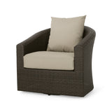 Pollock Outdoor 4 Piece Wicker Swivel Chair Set with Fire Pit by Christopher Knight Home