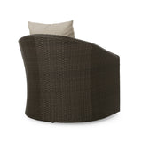 Pollock Outdoor 4 Piece Wicker Swivel Chair Set with Fire Pit by Christopher Knight Home