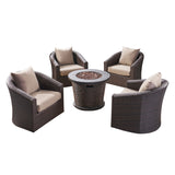Pollock Outdoor 4 Piece Wicker Swivel Chair Set with Fire Pit by Christopher Knight Home
