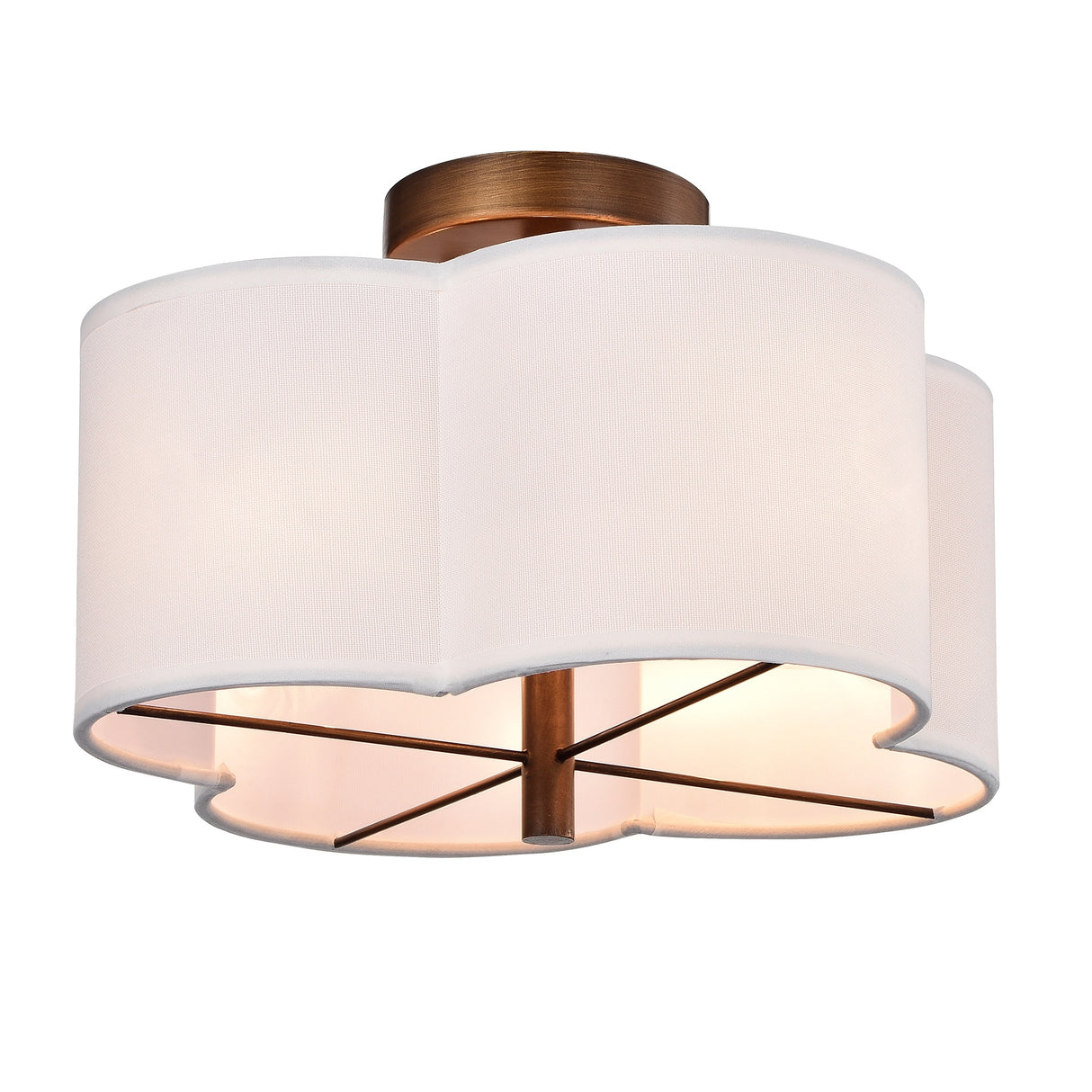 Polst Antique Copper 4-Light Clover Semi-Flush Ceiling Lamp