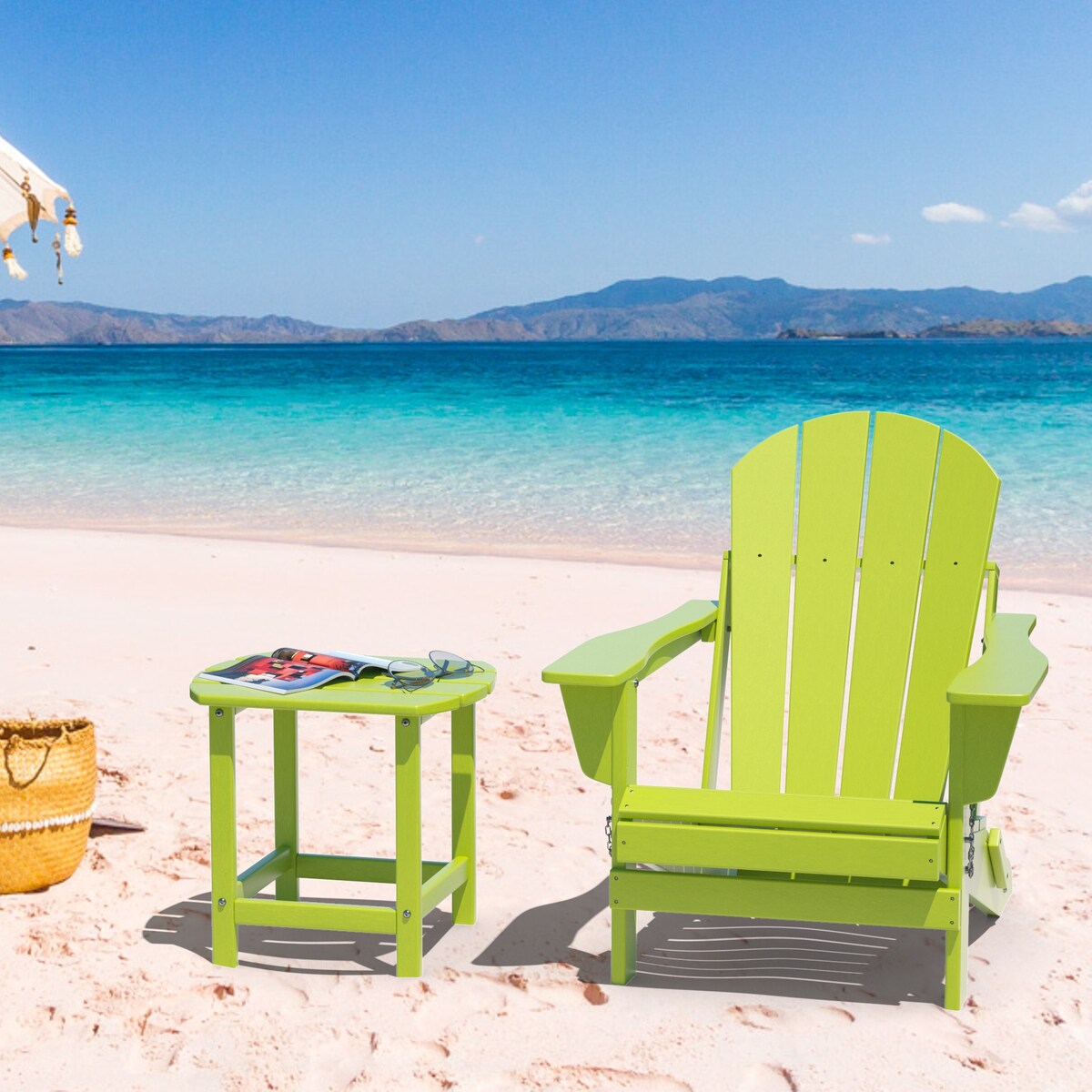 Poly Adirondack Chair-Folding-All-Weather Proof with side table