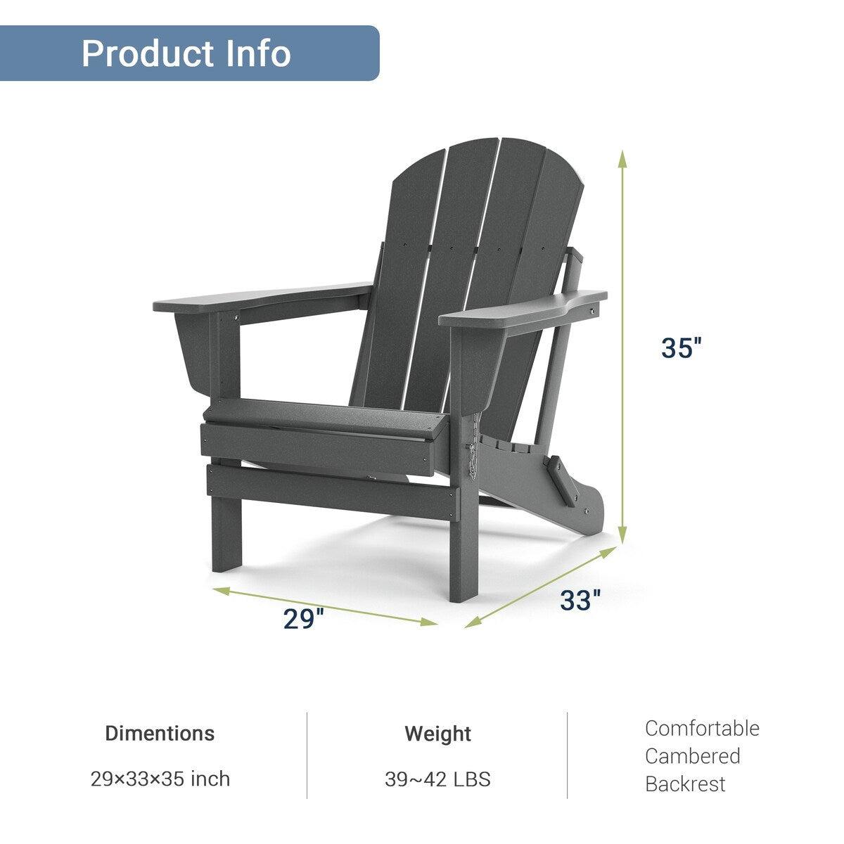 Poly Adirondack Chair-Folding-All-Weather Proof with side table