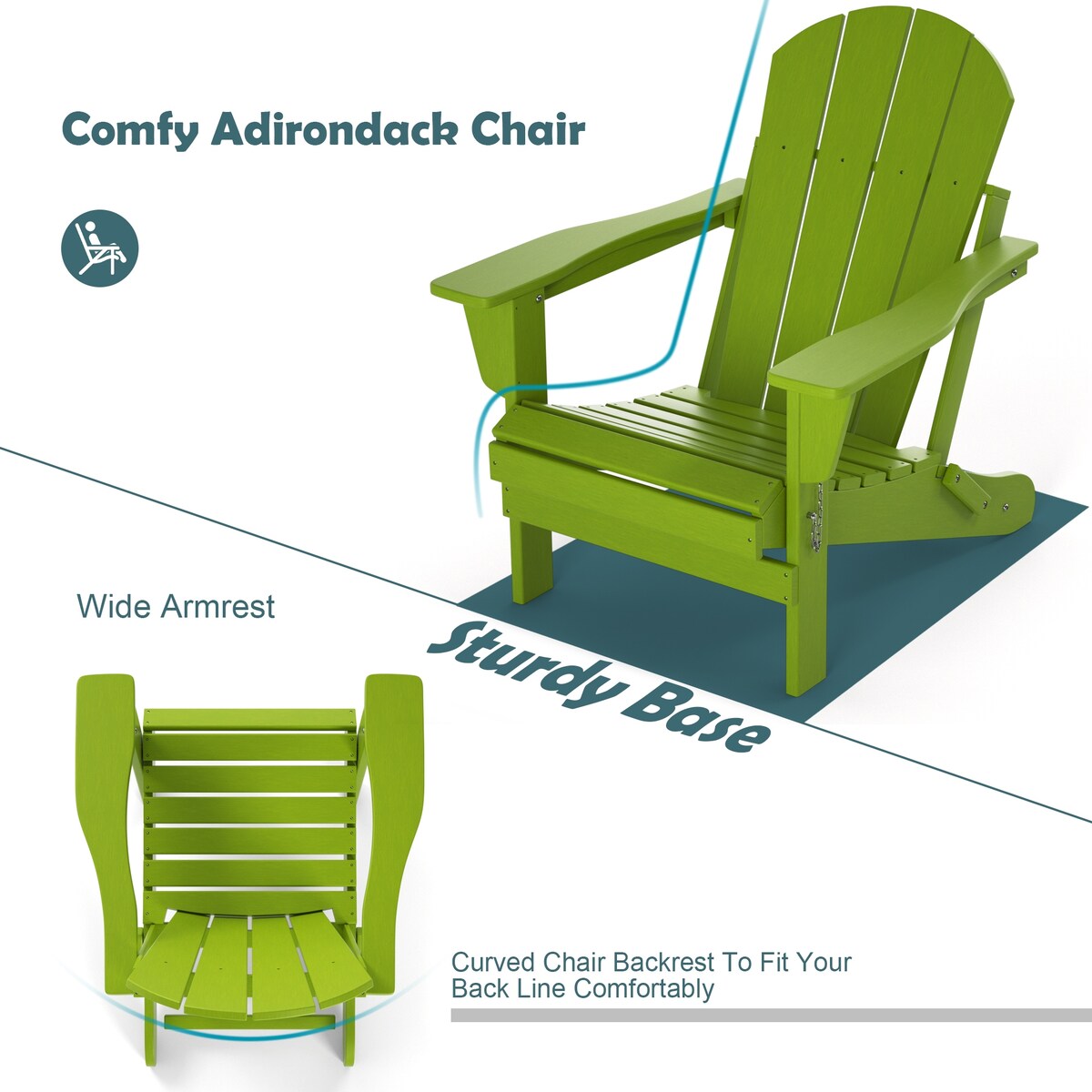 Poly Adirondack Chair-Folding-All-Weather Proof with side table