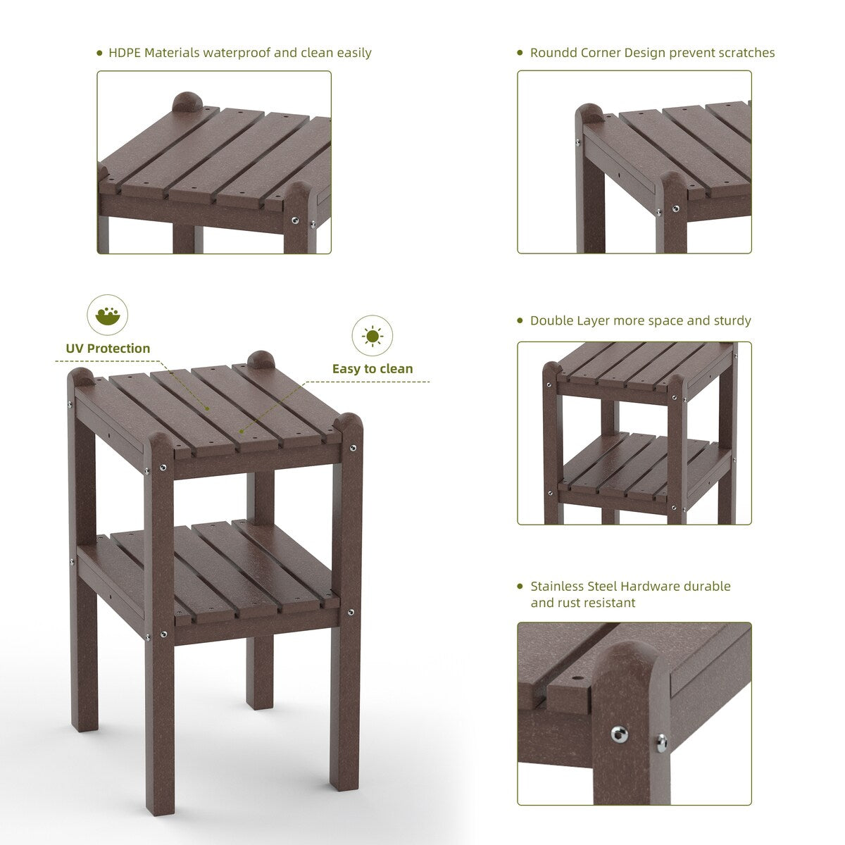 Poly Adirondack Folding Chair with Double layered side table