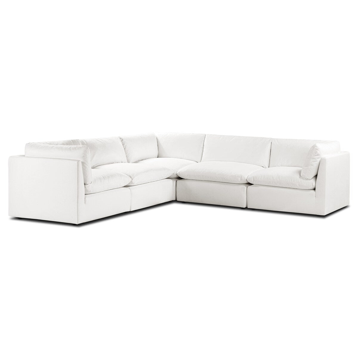 Poly and Bark 5-Seat Davos Modular Corner-Sectional in Cotton White