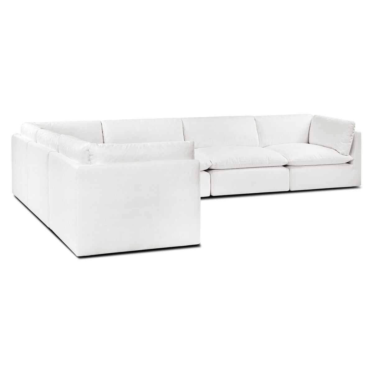 Poly and Bark 5-Seat Davos Modular Corner-Sectional in Cotton White