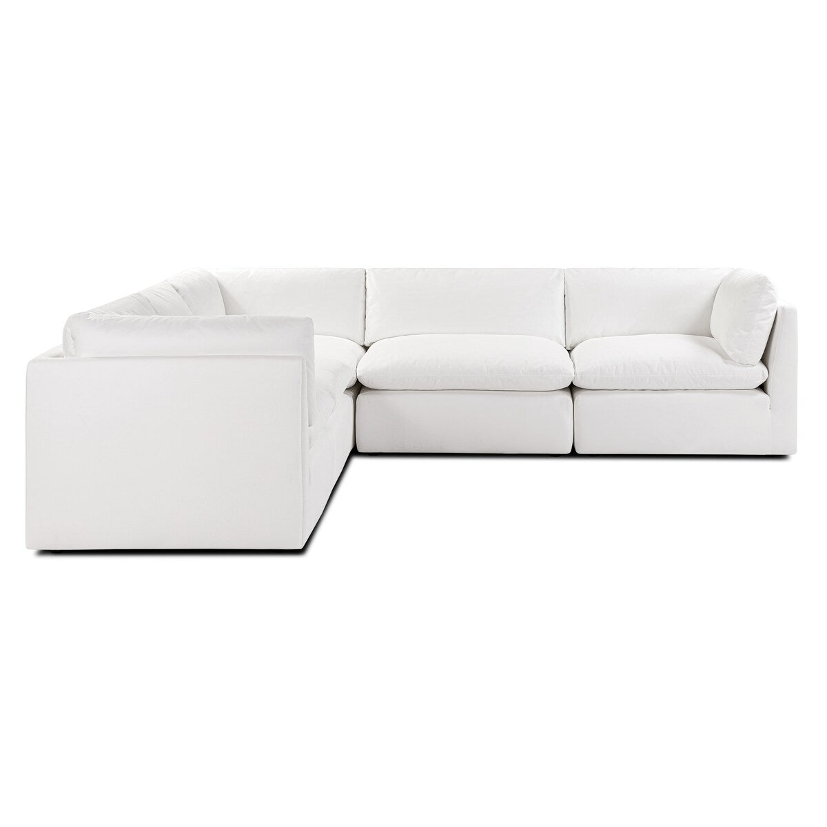 Poly and Bark 5-Seat Davos Modular Corner-Sectional in Cotton White