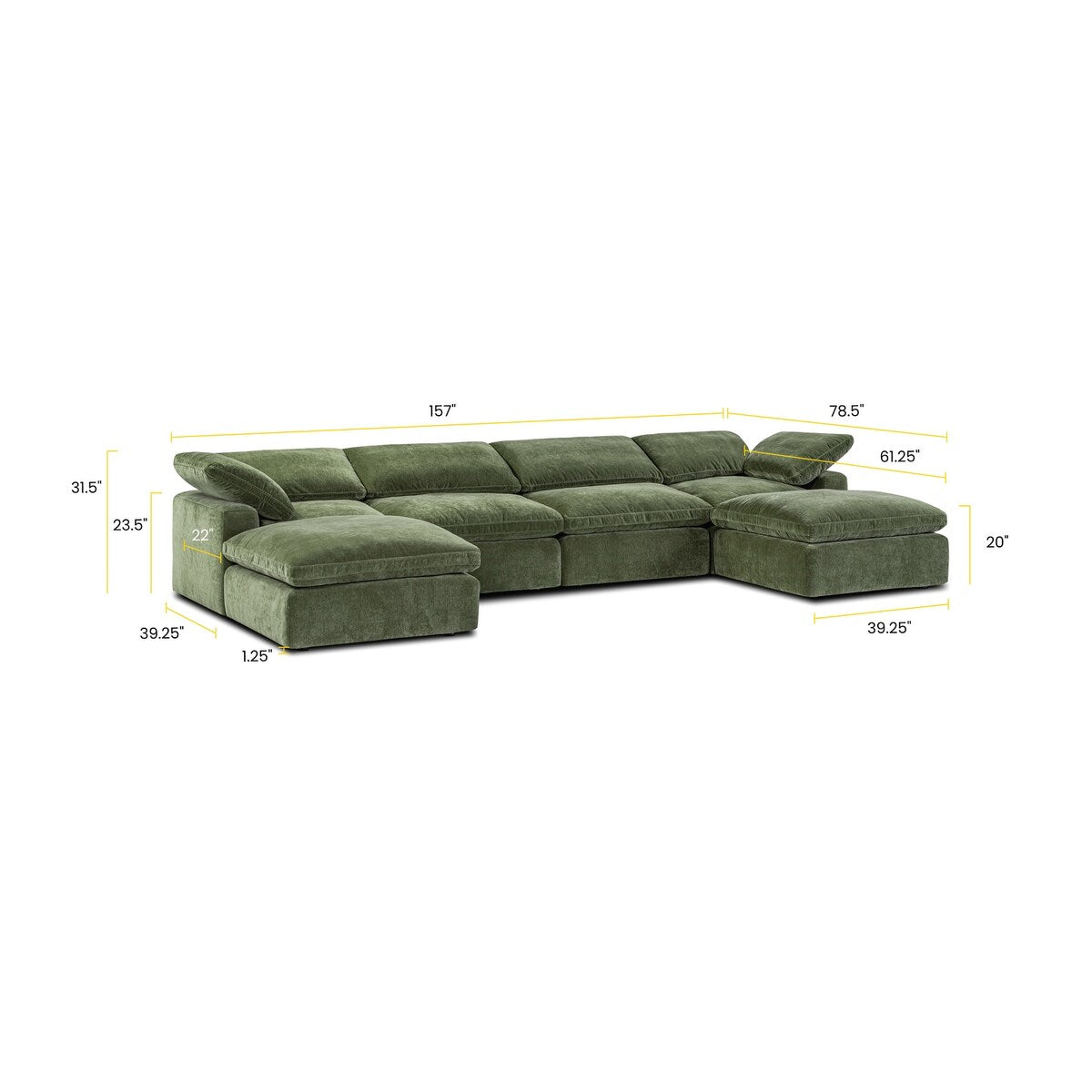 Poly and Bark 6-Seat Aspen Modular U-Sectional